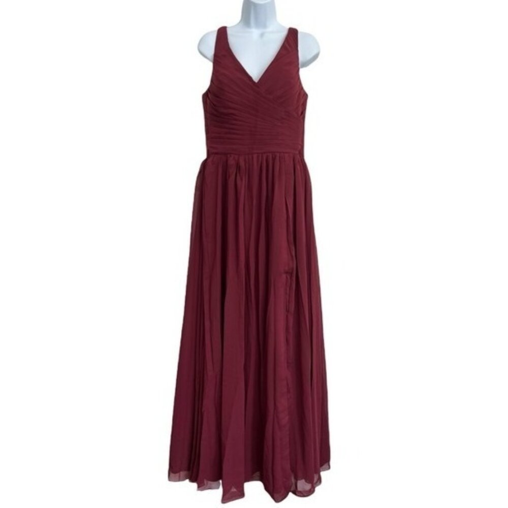 Miaoduo Formal Maxi Dress Gown Burgundy Lace Up Sleeveless Size 2-4 Adjustable